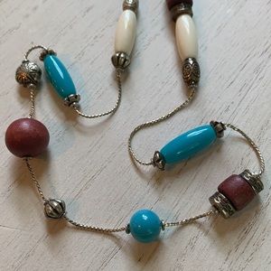 Vintage Anne Klein Silver Tone Beaded Necklace